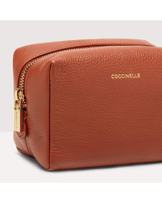 Coccinelle Leather Trousse Maxi Beauty Cases_ in Brown Womens Bags Makeup bags and cosmetic cases 