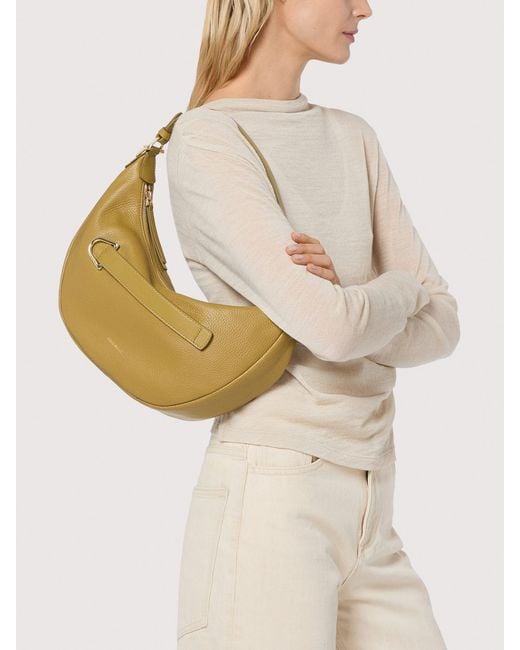 Coccinelle Pink Grained Leather Hobo Bag Baki Medium