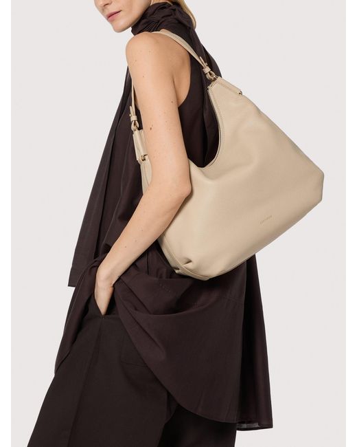 Coccinelle Natural Grained Leather Shoulder Bag Rebekka Medium