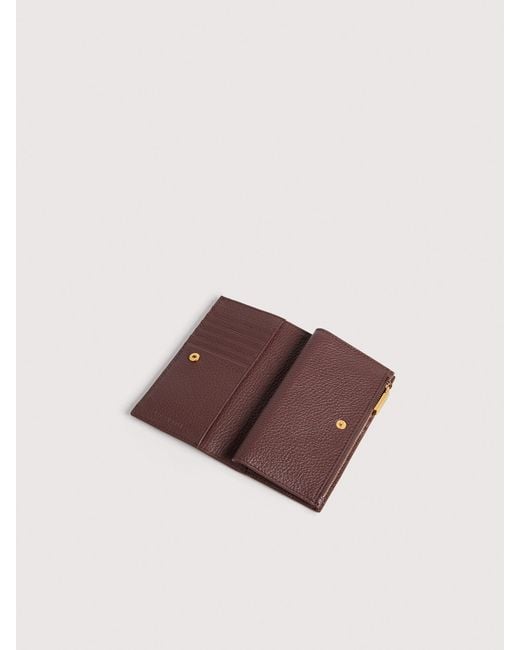 Coccinelle Pink Grained Leather Wallet With Patchwork Vichy Detailing Metallic Large