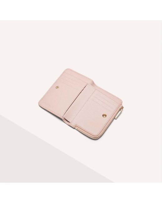 Coccinelle Pink Small Grained Leather Wallet Metallic Soft