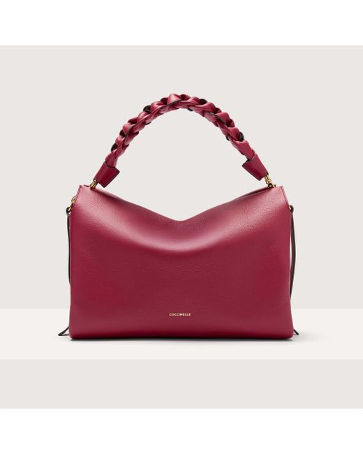Coccinelle Red Two-Sided Leather Shoulder Bag Boheme Medium