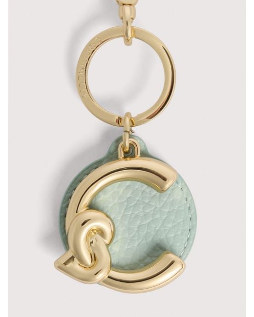 Coccinelle White Leather And Metal Key Ring C-Me