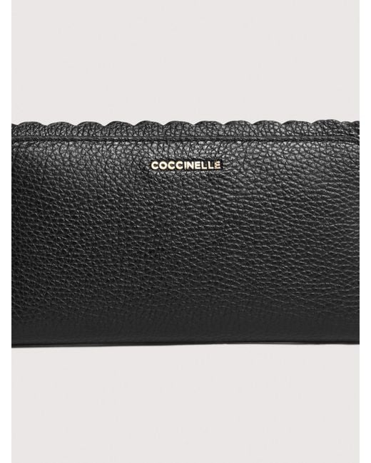 Coccinelle White Grained Leather Wallet Leather Lace Large
