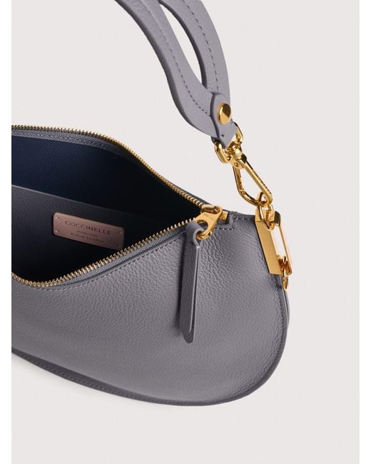Coccinelle Gray Two-Sided Leather Shoulder Bag Sunup Medium