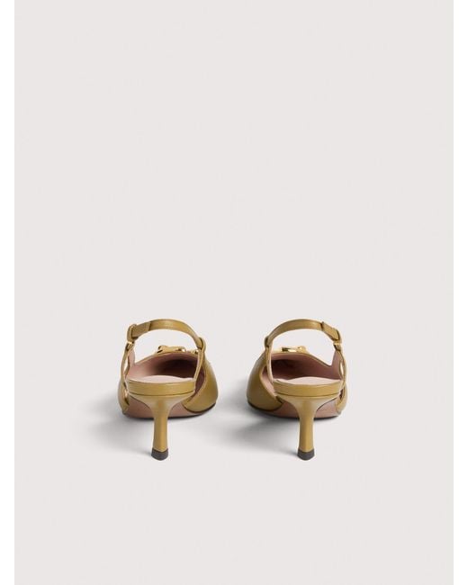 Coccinelle Natural Smooth Leather Slingbacks With Heel C-Me Smooth