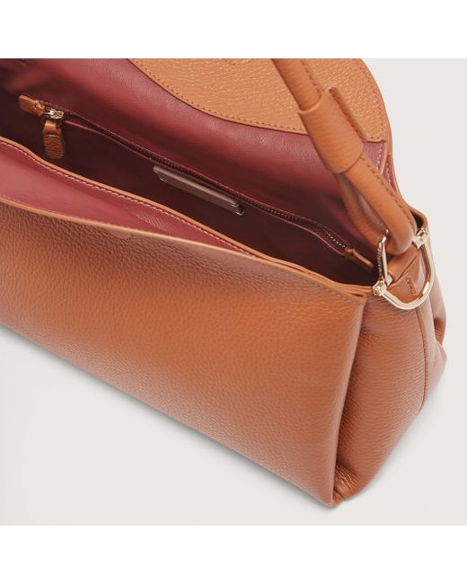 Coccinelle Brown Grained Leather Shoulder Bag Eclyps Medium