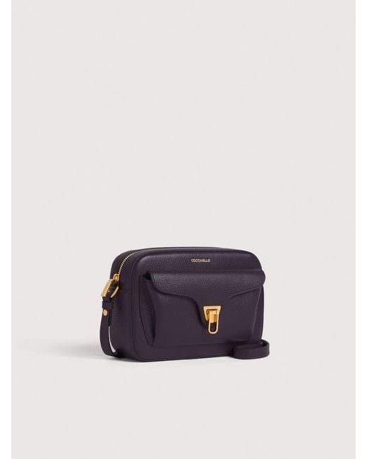 Coccinelle Blue Grainy Leather Crossbody Bag Beat Soft Small