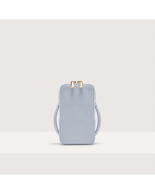Coccinelle Blue Grained Leather Phone Holder Flor