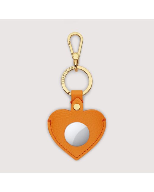 Coccinelle Orange Leather And Metal Airtag Case Airtag Charm