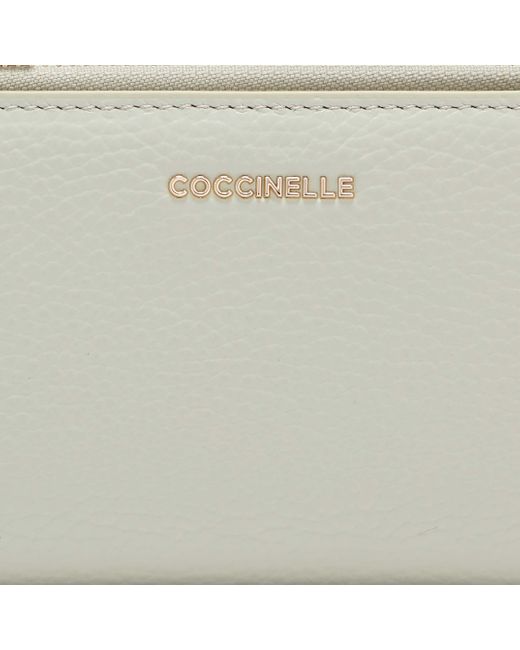 Coccinelle White Geldbörse Large aus genarbtem Leder Metallic Soft