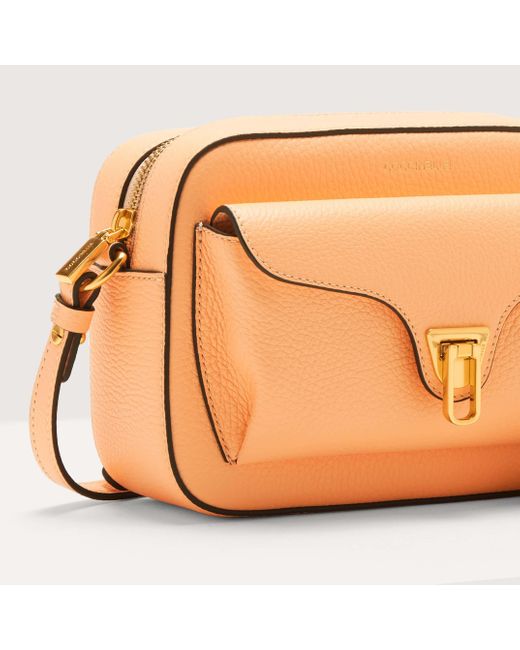 Coccinelle Orange Grainy Leather Crossbody Bag Beat Soft Small