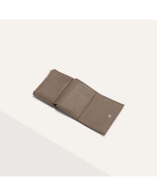 Coccinelle Gray Small Grained Leather Wallet Metallic Small