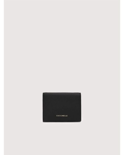 Coccinelle Black Small Grainy Leather Purse Metallic Small
