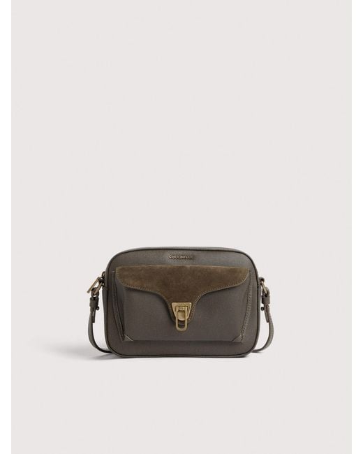 Coccinelle Multicolor Grained Leather, Suede And Waxed Fabric Crossbody Bag Beat Small
