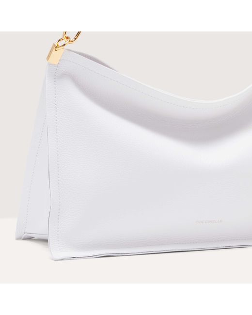 Coccinelle White Two-Sided Leather Shoulder Bag Snip Medium