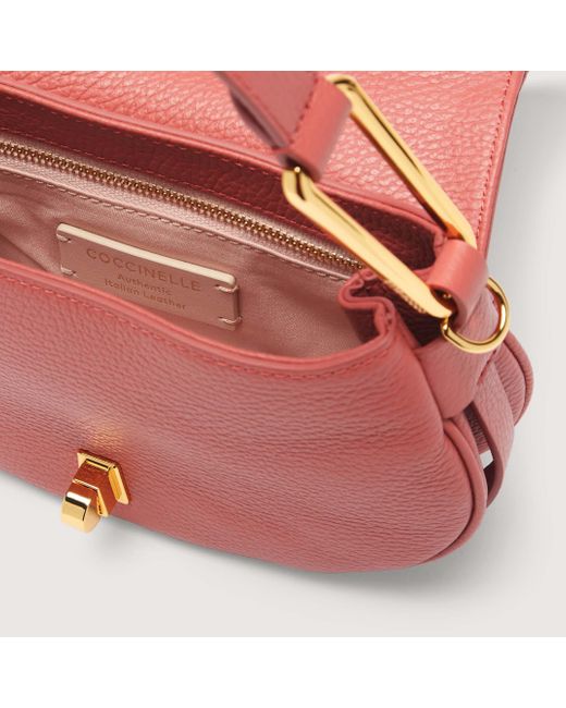 Coccinelle Red Grained Leather Handbag Magie Soft Mini