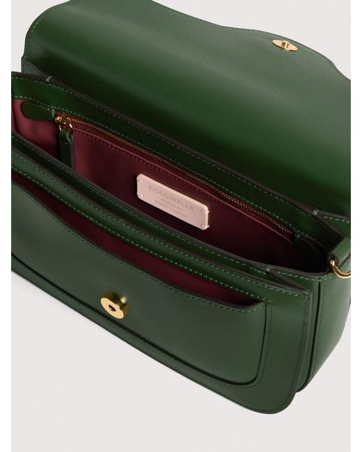 Coccinelle Green Smooth Calf Leather Shoulder Bag C-Me Medium