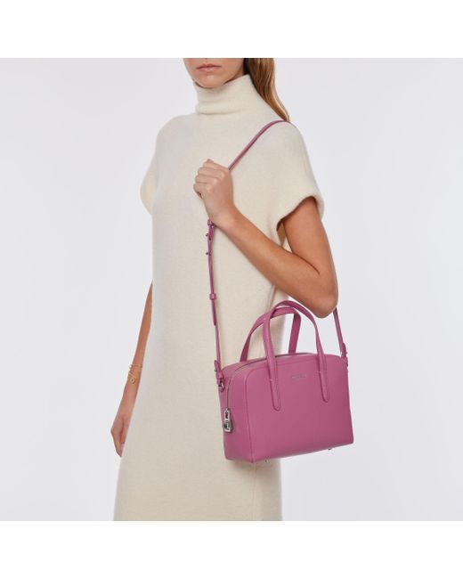 Coccinelle Saffiano Leather Handbag Swap Textured Small in Purple | Lyst