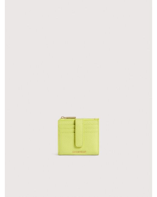 Coccinelle Yellow Small Grained Leather Wallet Metallic Medium