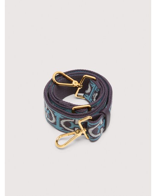Coccinelle Blue Jacquard Fabric Shoulder Strap Monogram Tricolor