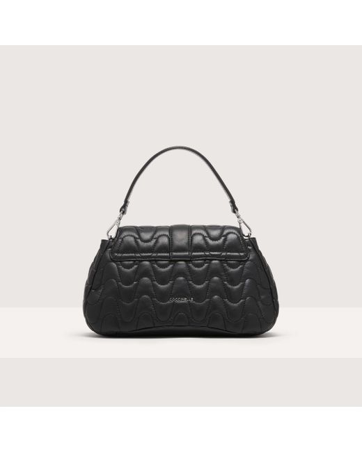 Coccinelle Black Smooth Quilted Leather Handbag Himma Matelassè Medium
