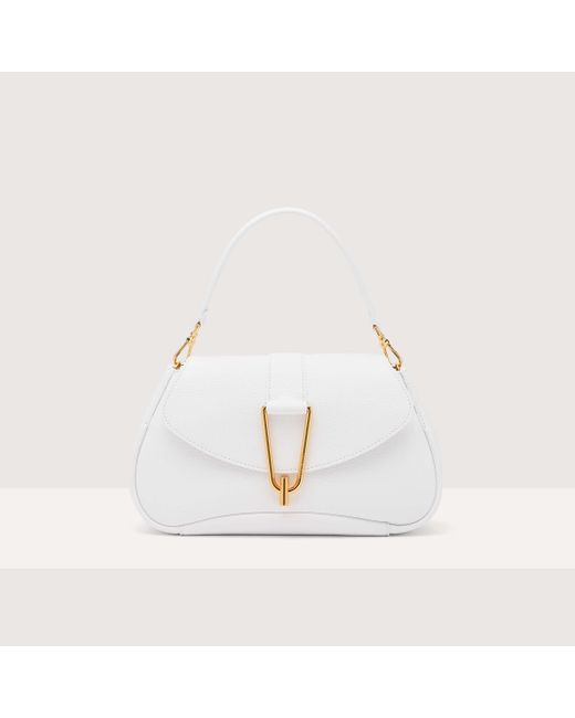 Coccinelle White Grained Leather Handbag Himma Medium