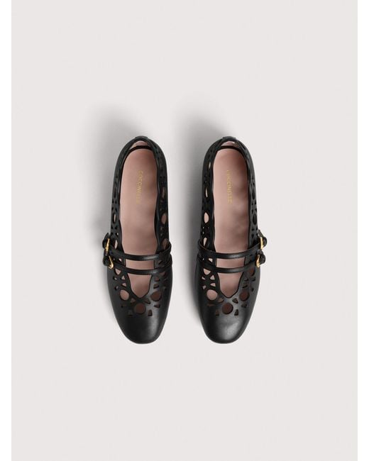 Coccinelle Black Smooth Leather Ballet Flats Risako