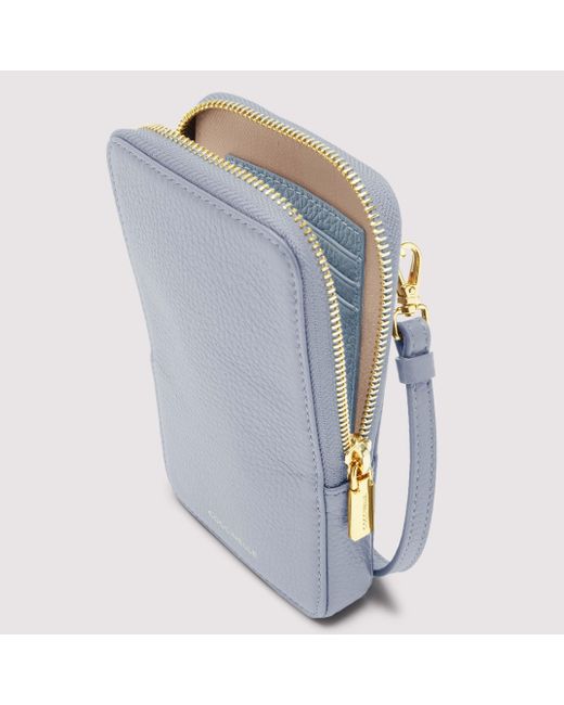 Coccinelle Blue Grained Leather Phone Holder Flor
