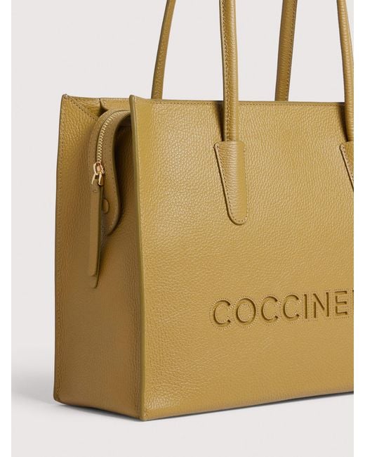 Coccinelle Natural Grained Leather Tote Bag Myrtha26 Medium
