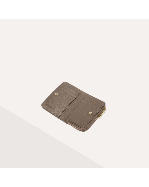Coccinelle Brown Grainy Leather Card Holder Metallic Small