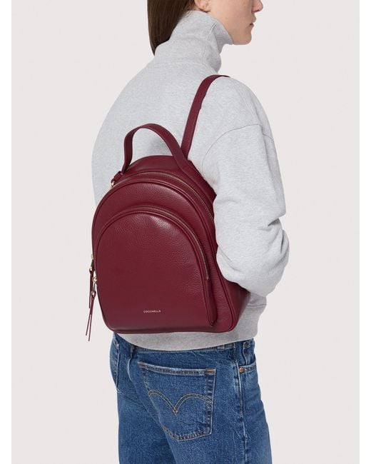 Coccinelle Blue Rucksack Aus Genarbtem Leder Malory Medium