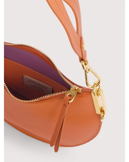 Coccinelle Orange Two-Sided Leather Shoulder Bag Sunup Small