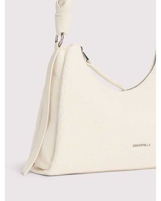 Coccinelle Natural Shells Textured Fabric Shoulder Bag Boheme Small