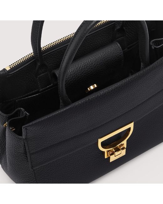 Coccinelle Black Grained Leather Handbag Arlettis Medium