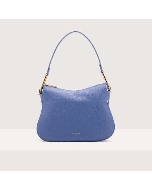 Coccinelle Blue Grained Leather Shoulder Bag Magie Soft Small