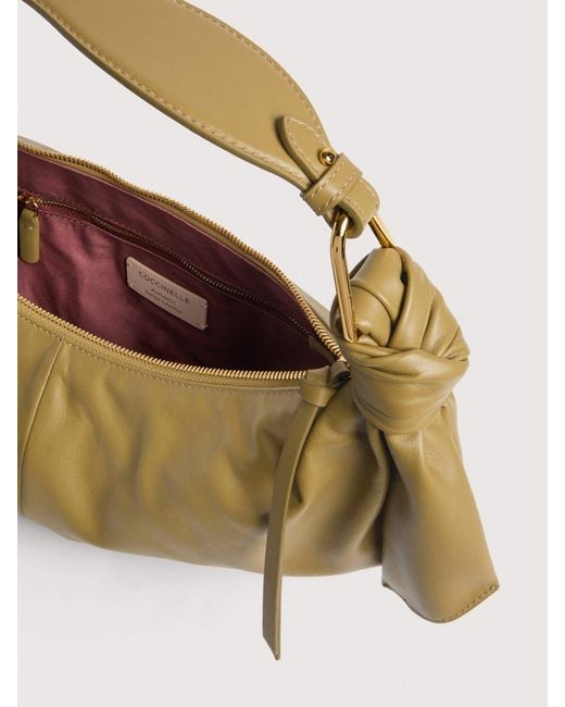 Coccinelle Metallic Smooth Leather Shoulder Bag Furoshiki Medium