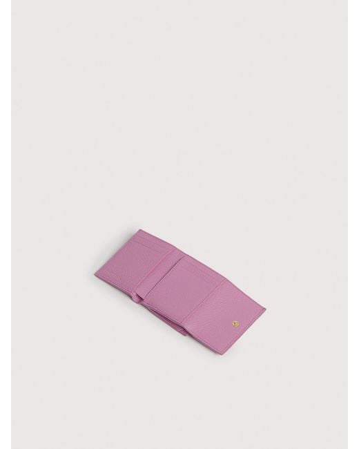 Coccinelle Pink Small Grained Leather Wallet Metallic Small