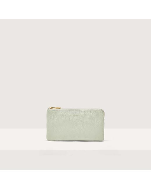 Coccinelle White Grained Leather Pouch Alias Small