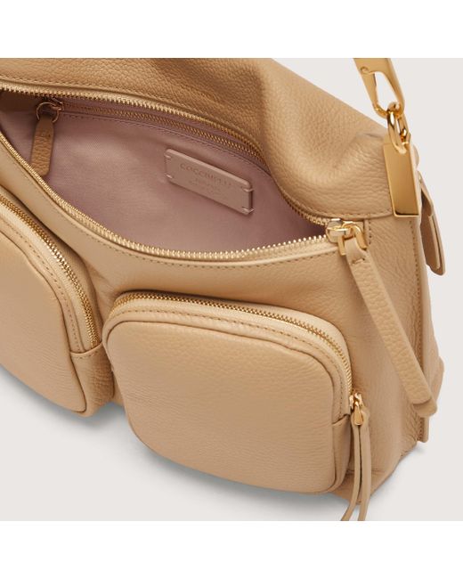 Coccinelle Natural Grained Leather Handbag Hyle Medium