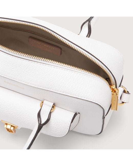 Coccinelle Metallic Grained Leather Handbag Beat Soft Medium