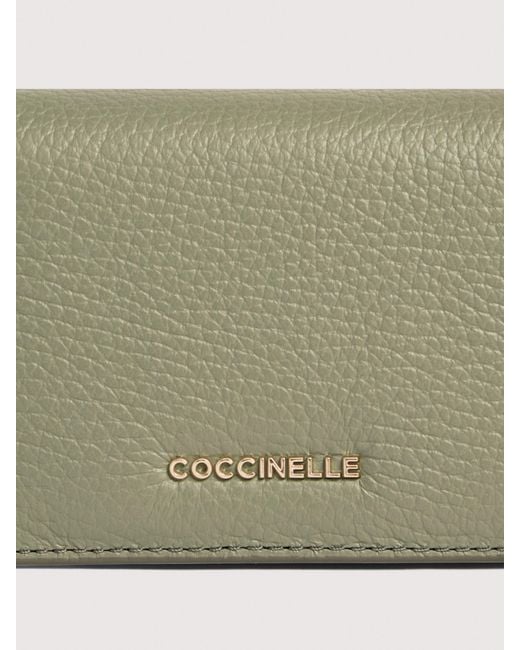 Coccinelle Natural Small Grainy Leather Purse Metallic Soft