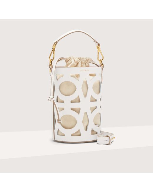 Coccinelle Natural Bucket Bag With Monogram Slice Finishing Monogram Slice Small