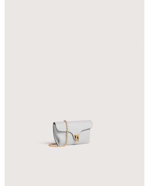 Coccinelle White Grained Leather Tote Bag Double Beat Medium