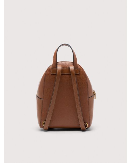 Coccinelle Brown Grained Leather Backpack Beat Generation Small