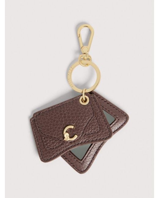 Coccinelle Natural Grained Leather Key Ring C-Me