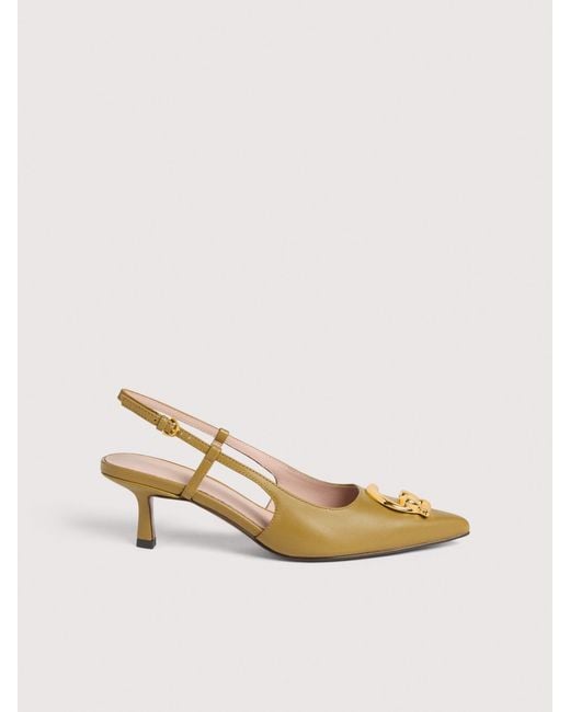 Coccinelle Natural Smooth Leather Slingbacks With Heel C-Me Smooth