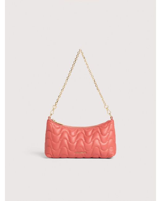 Coccinelle Pink Smooth Quilted Leather Minibag Aura Quilted Plectrum
