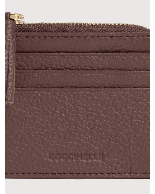 Coccinelle Pink Grainy Leather Card Holder Tassel Small