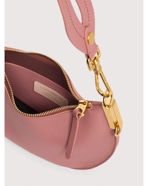 Coccinelle Pink Two-Sided Leather Shoulder Bag Sunup Small